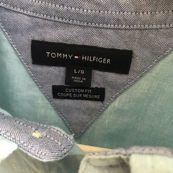 Men's Tommy Hilfiger Linen blend Custom-Fit Button-Down Shirt - Picture 8 of 11